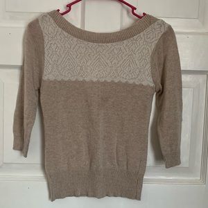 Light Brown 3/4 Sleeve Lace Sweater Medium